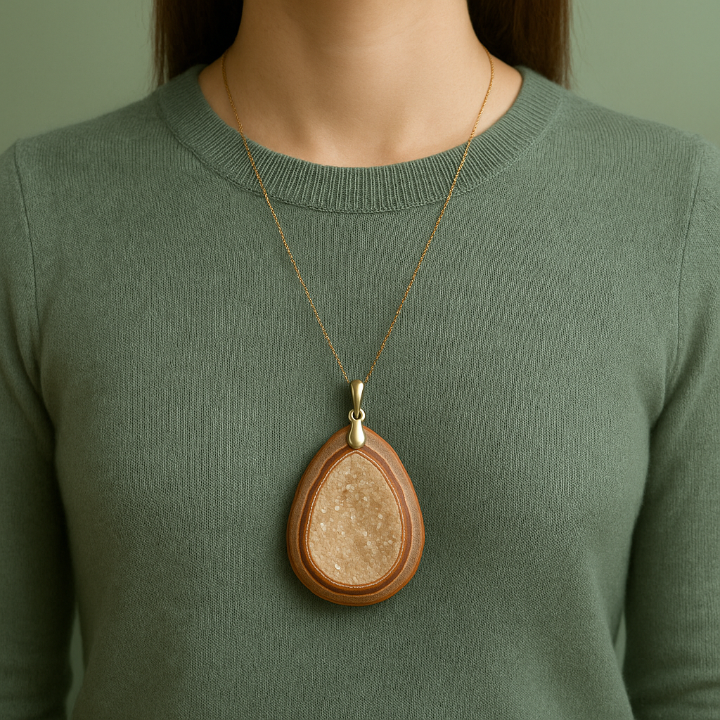 Wisior z naturalnego agatu z kryształkami