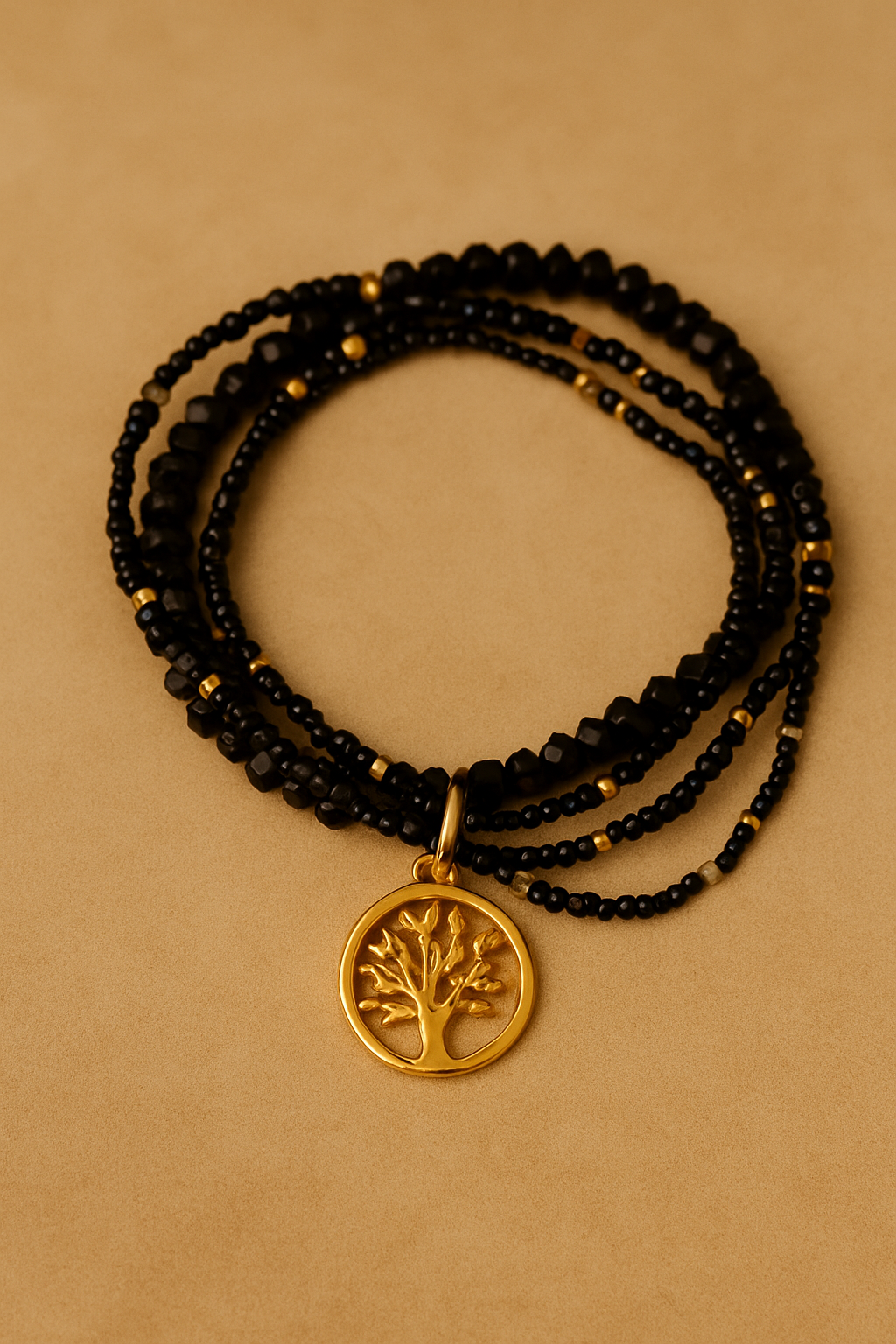 Bransoletka z koralikami i DRZEWKIEM SZCZĘŚCIA