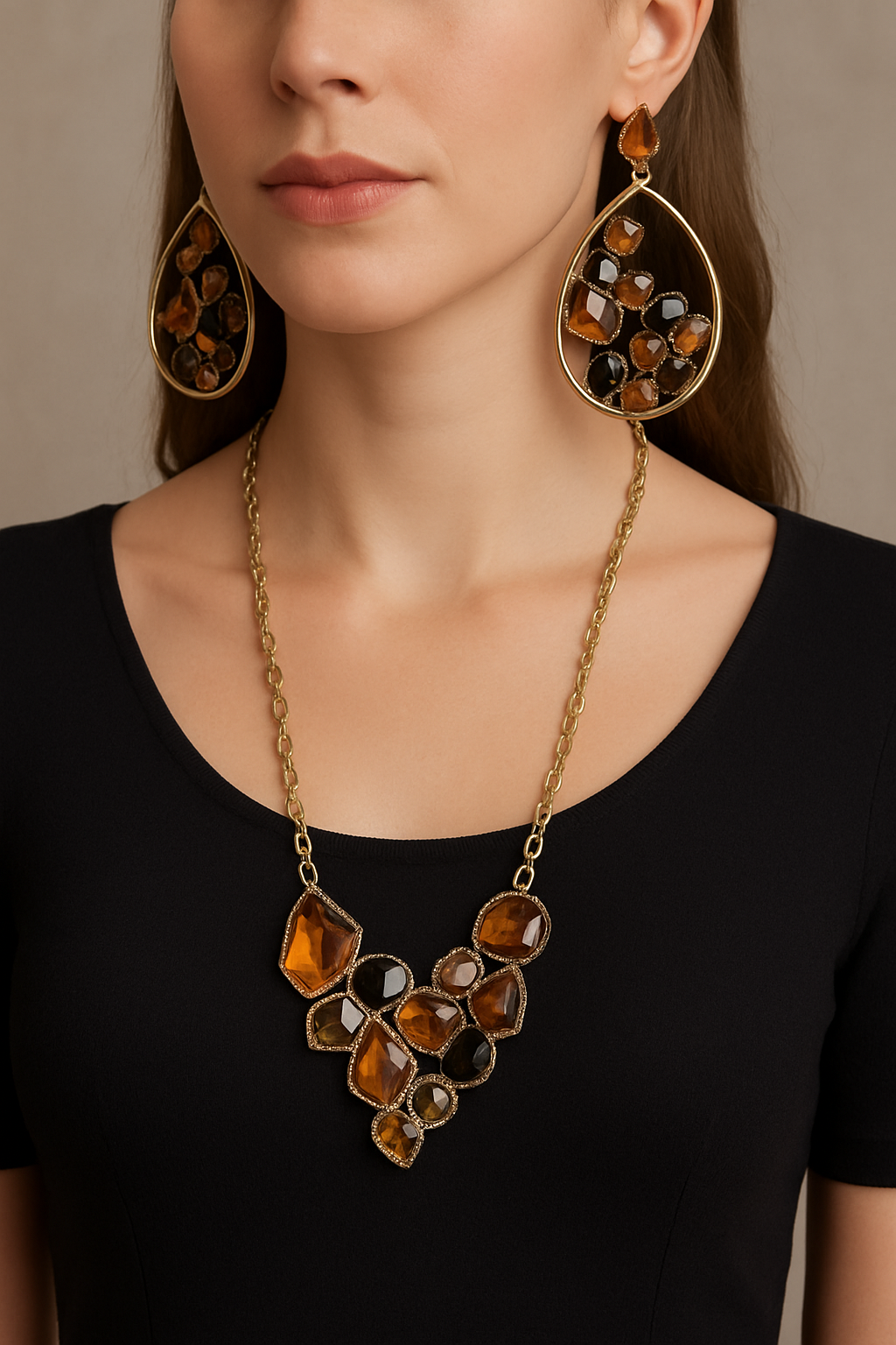 Komplet biżuterii z kamieniami