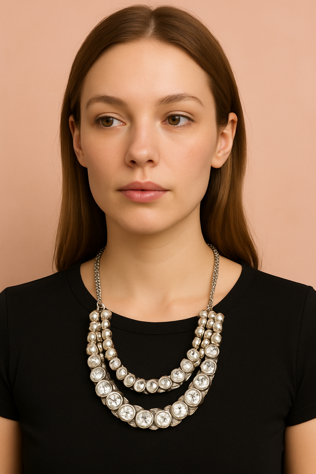 Dwuwarstwowy naszyjnik z cyrkoniami