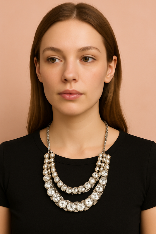 Dwuwarstwowy naszyjnik z cyrkoniami