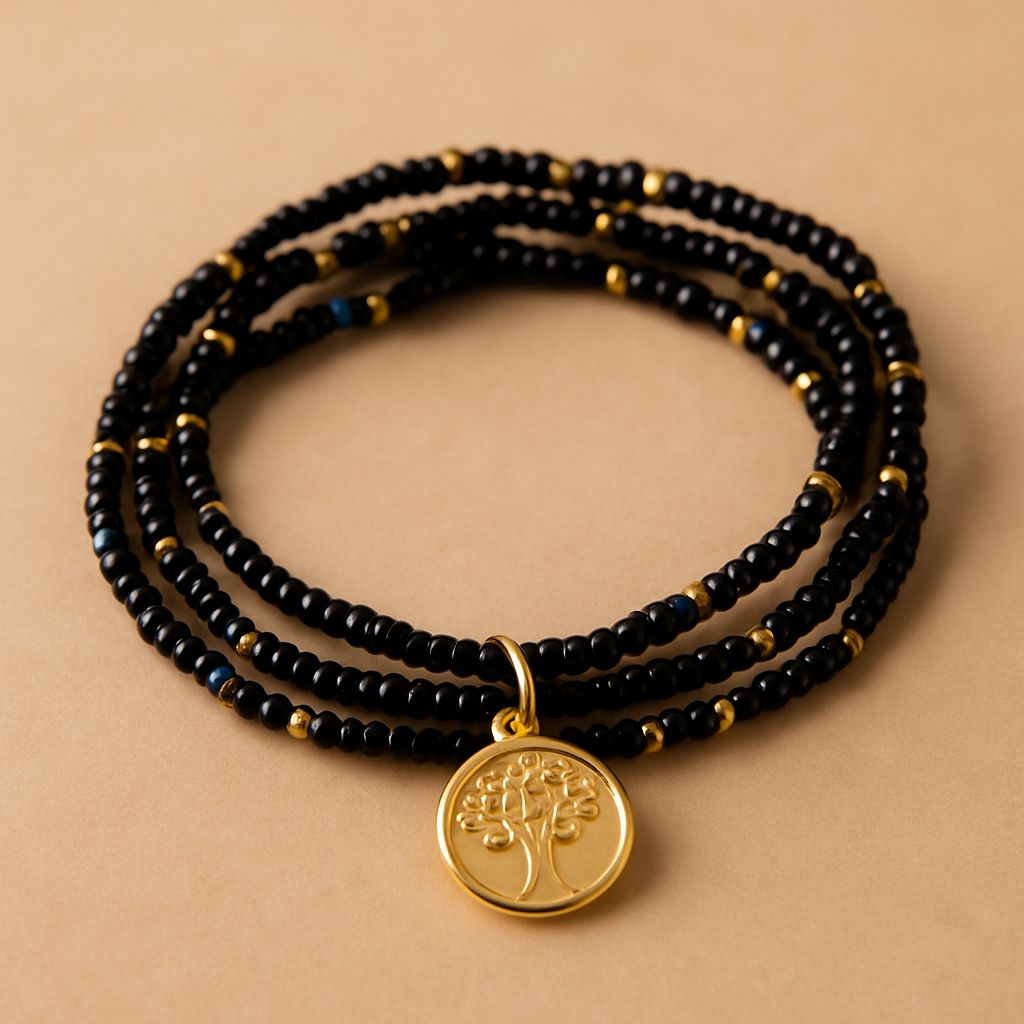 Bransoletka z koralikami i DRZEWKIEM SZCZĘŚCIA