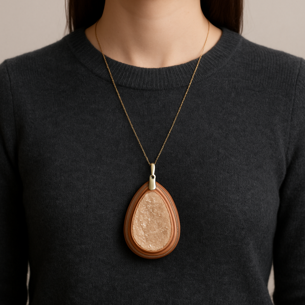 Wisior z naturalnego agatu z kryształkami