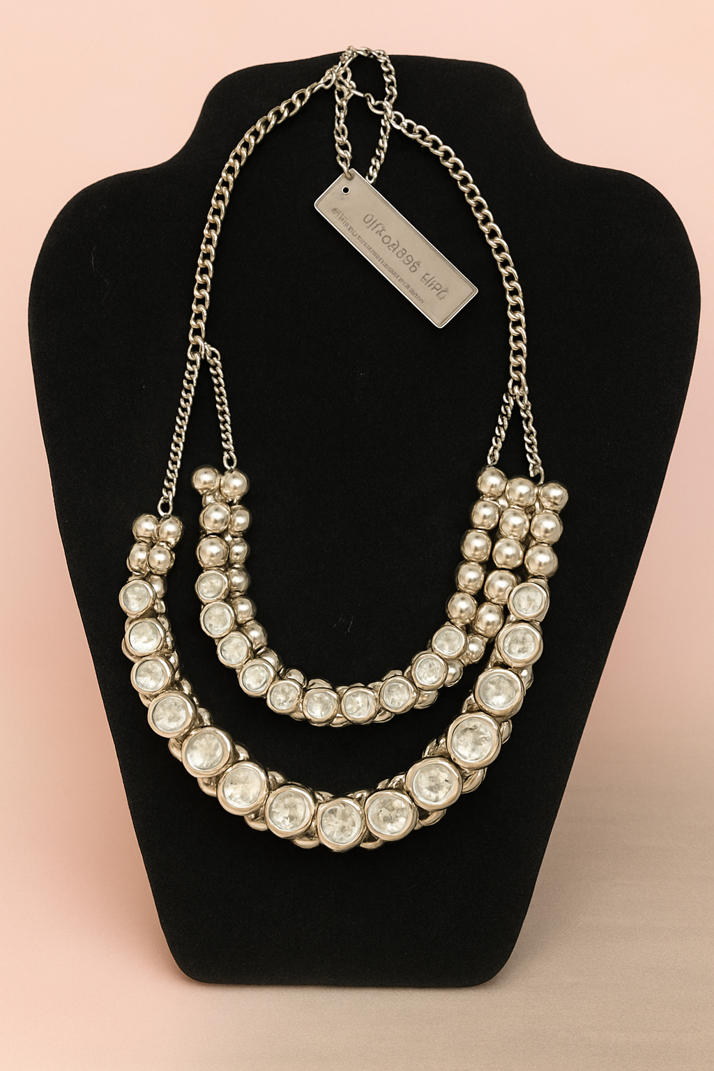 Dwuwarstwowy naszyjnik z cyrkoniami