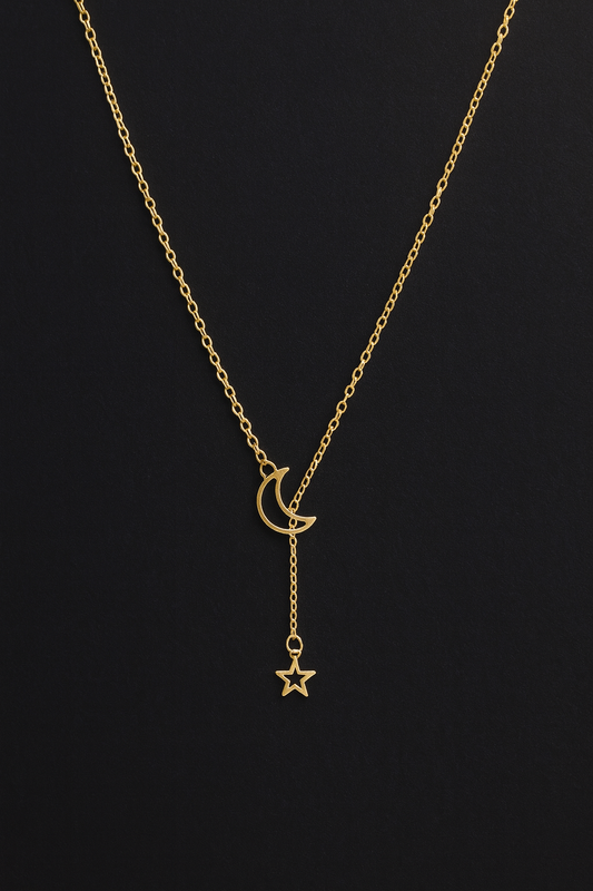 Delikatny łańcuszek z motywem księżyca i gwiazdki