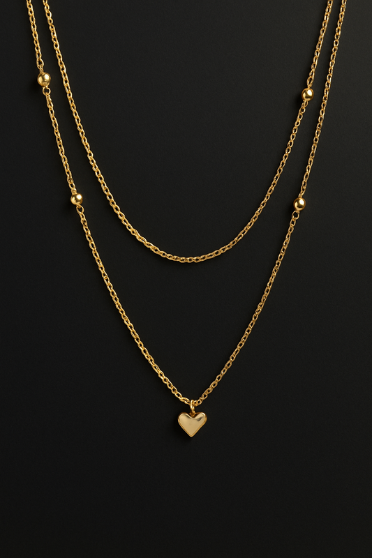Podwójny łańcuszek z serduszkiem