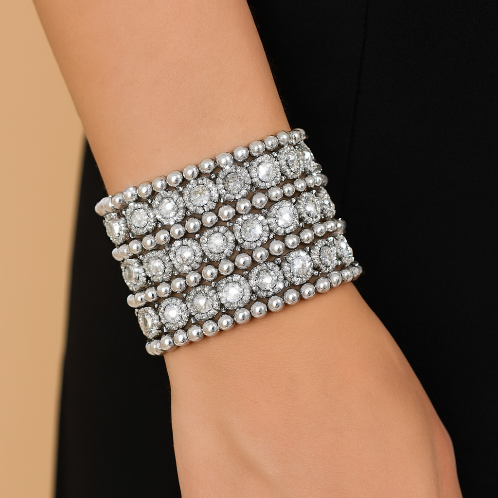 Szeroka bransoletka z cyrkonia