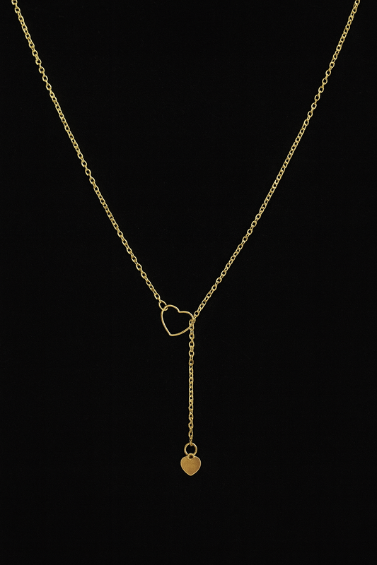 Delikatny łańcuszek z podwójnym serduszkiem